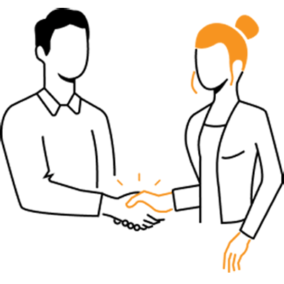Illustration von zwei Personen, die sich die Hand schütteln