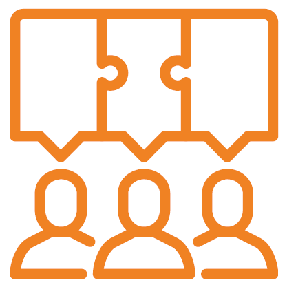 Icon von Köpfen mit Sprechblasen