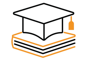 Icon von einem Abschlusshut auf einem Bücherstapel